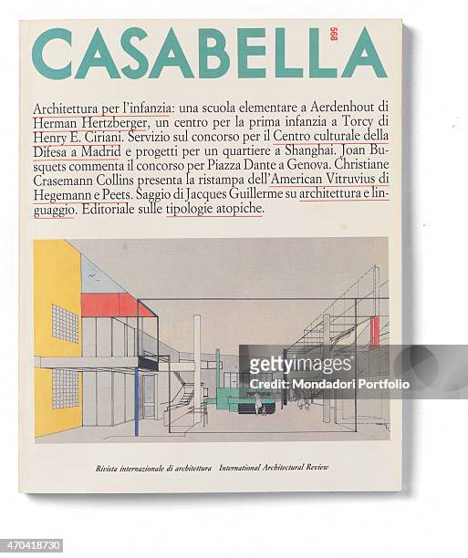 "Cover of Casabella, N. 568, May 1990, 20th Century, graphic, 31 x 28 cm Italy, Lombardy, Milan, Arnoldo Mondadori Editore. Whole artwork view. On a...