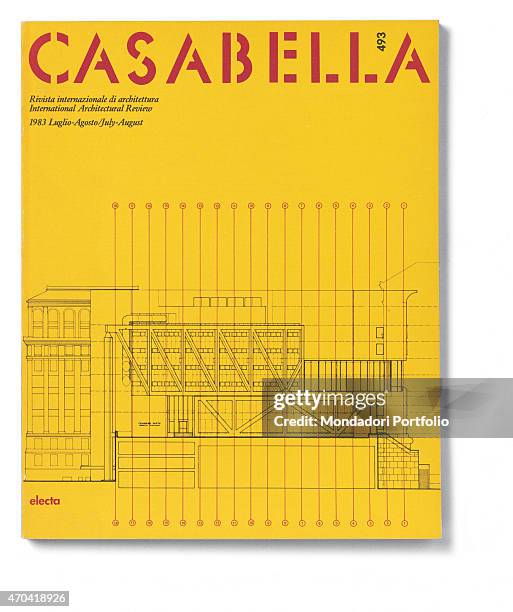 "Cover of Casabella, N. 493, July-August 1983, 20th Century, graphic, 31 x 24,5 cm Italy, Lombardy, Milan, Arnoldo Mondadori Editore. Whole artwork...