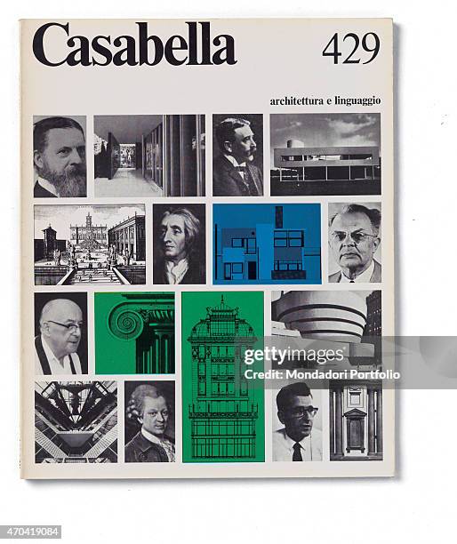 "Cover of Casabella, N. 429, October 1977, 20th Century, graphic, 31 x 24,5 cm Italy, Lombardy, Milan, Arnoldo Mondadori Editore. Whole artwork view....