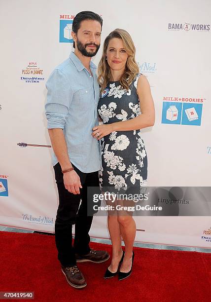 Actors KaDee Strickland and Jason Behr arrive at the Milk + Bookies 6th Annual Story Time Celebration at Skirball Cultural Center on April 19, 2015...