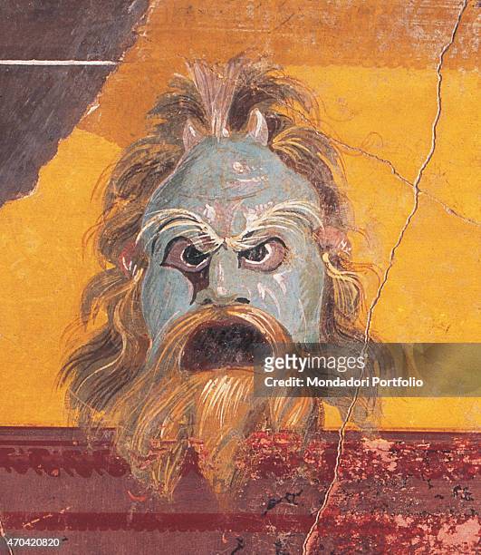 "Partition Wall with Mask and , by unknown artist, 40-30, 1st Century B.C., ripped fresco, 118 x 60 cm Italy, Campania, Naples, National...