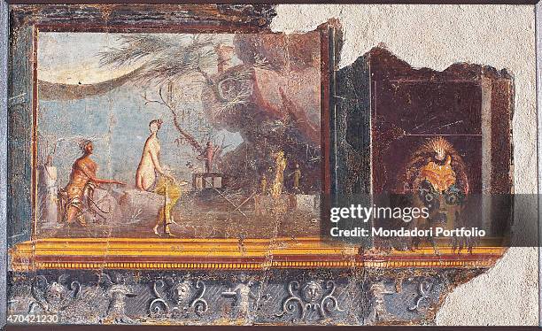 "Polyphemus and Galathea, by unknown artist, 50-20, 1st Century B.C., ripped fresco, 37 x 57 cm Italy, Campania, Naples, National Archaeological...