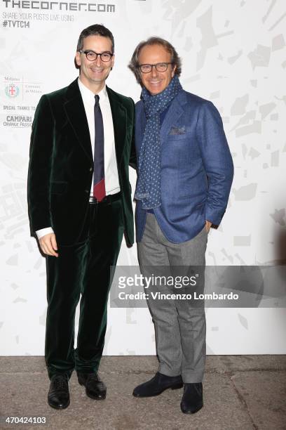 Federico Marchetti and Andrea Della Valle attend the The Vogue Talents Corner fashion show during Milan Fashion Week Womenswear Autumn/Winter 2014 on...