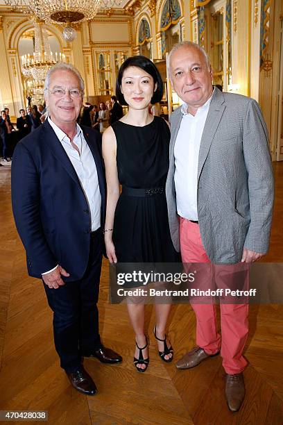 Bernard Murat, French minister of Culture and Communication Fleur Pellerin and Francois Berleand attend the Reception in honor of the Nominated...