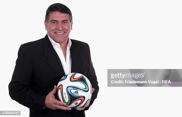 Head coach Luis Fernando Suarez Guzman of Honduras poses during the FIFA Team Workshop for the 2014 FIFA World Cup Brazil on February 19, 2014 in...