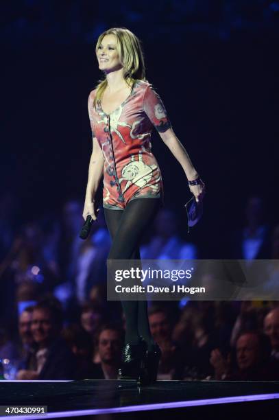 Kate Moss onstage at The BRIT Awards 2014 at The O2 Arena on February 19, 2014 in London, England.
