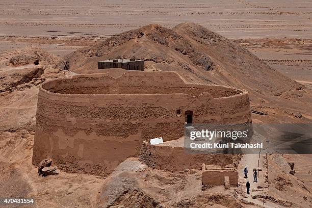 Tower of Silence is seen outskirt of Yazd, Iran on June 14, 2014. Zoroastrian conducted sky burial at the tower before it was banned in 1970s by...
