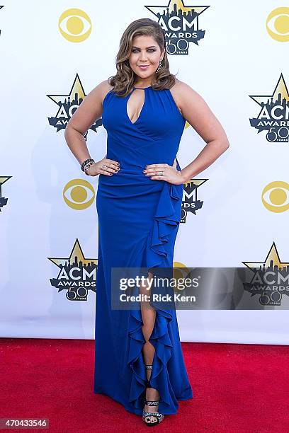 Singer Hillary Scott of Lady Antebellum attends the 50th Academy Of Country Music Awards at AT&T Stadium on April 19, 2015 in Arlington, Texas.