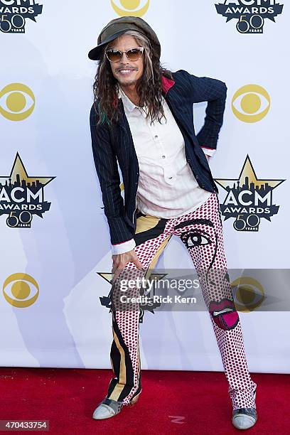 Musician Steven Tyler of Aerosmith attends the 50th Academy Of Country Music Awards at AT&T Stadium on April 19, 2015 in Arlington, Texas.