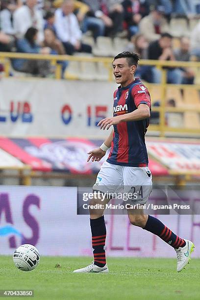 Alex Ferrari of Bologna FC in action during the Serie B match between Bologna FC and AC Spezia at Stadio Renato Dall'Ara on April 18, 2015 in...