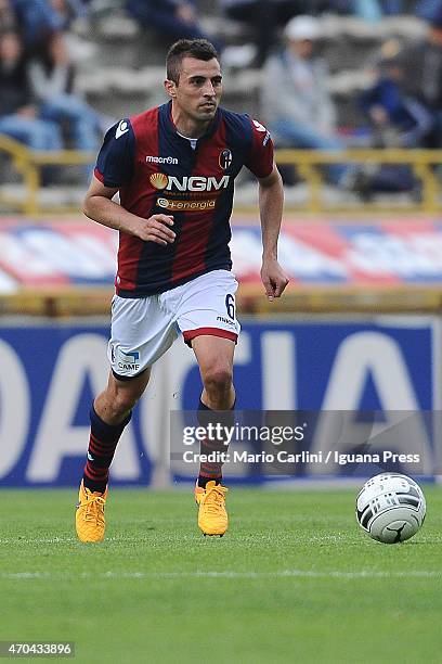 Nenad Krsticic of Bologna FC in action during the Serie B match between Bologna FC and AC Spezia at Stadio Renato Dall'Ara on April 18, 2015 in...