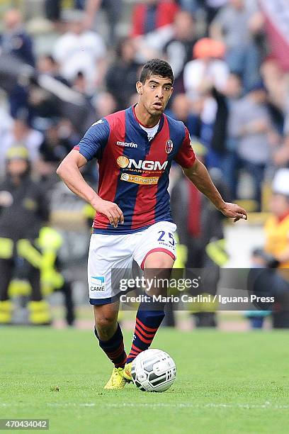 Adam Masina of Bologna FC in action during the Serie B match between Bologna FC and AC Spezia at Stadio Renato Dall'Ara on April 18, 2015 in Bologna,...