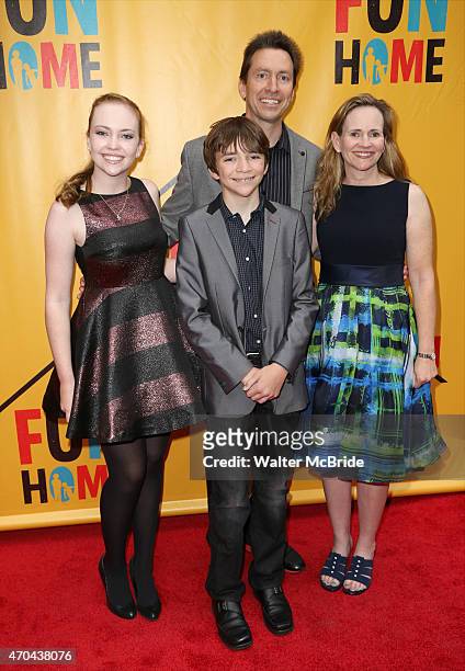 Freya Forstall, Nils Forstall, Scott Forstall and Molly Forstall attend the Broadway Opening Performance of 'Fun Home' at Circle in the Square...