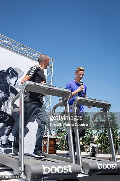 Chema Martinez and Fernando Torres present the new Ultra Boost Adidas trainers at Vincci Hotel on April 20, 2015 in Madrid, Spain.