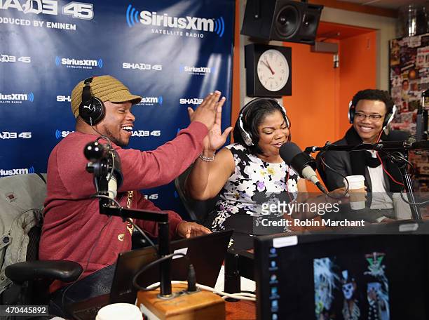 Sway Calloway, Mo'Nique and Julian Walker visit 'Sway in the Morning' with Sway Calloway on Eminem's Shade 45 at SiriusXM Studios on April 20, 2015...