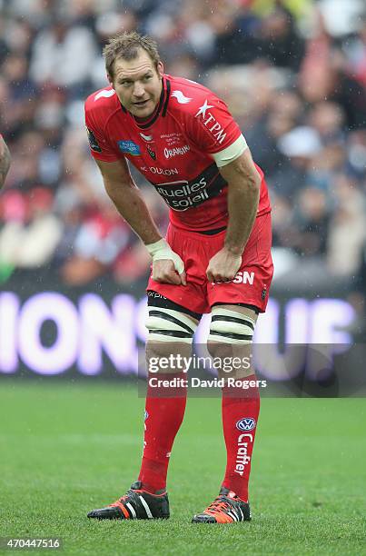 Ali Williams of Toulon looks on during the European Rugby Champions Cup semi final match between RC Toulon and Leinster at Stade Velodrome on April...