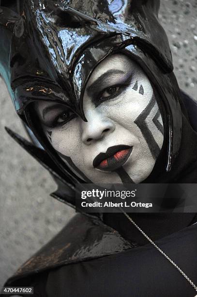 Cosplayer Jaded_Bleu dressed as MalefiSith Disney/Star Wars mashup on Day Four of Disney's 2015 Star Wars Celebration held at the Anaheim Convention...