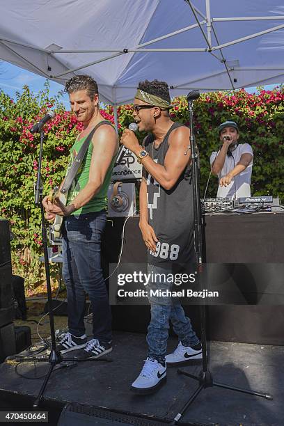 Recording Artists Mark Pelli and Elijah Blake perform at Pool Party at The Desert Compound Presented by Bullett on April 19, 2015 in Bermuda Dunes,...