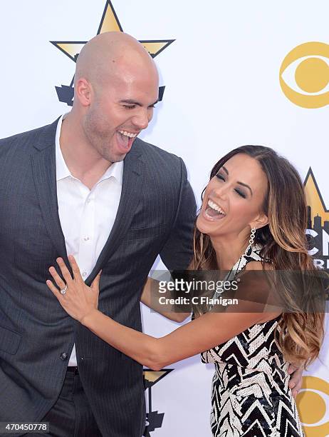 Professional football player Mike Caussin and actress/singer Jana Kramer attend the 50th Academy Of Country Music Awards at AT&T Stadium on April 19,...