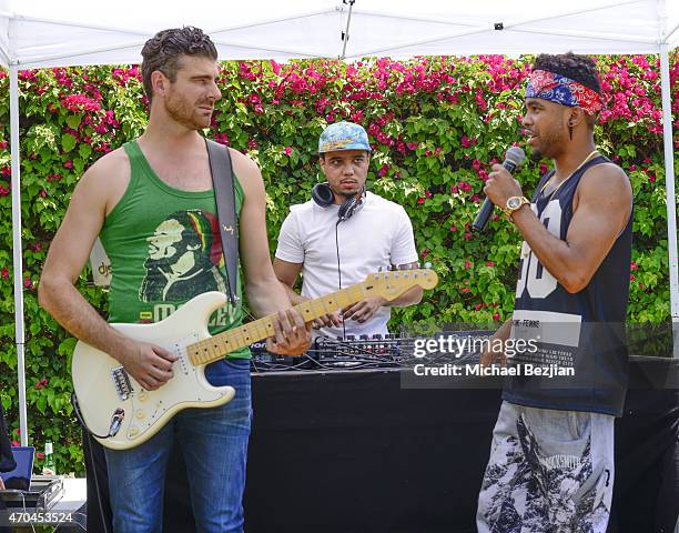 Recording Artists Mark Pelli, Elijah Blake and DJ perform at Pool Party at The Desert Compound Presented by Bullett on April 19, 2015 in Bermuda...