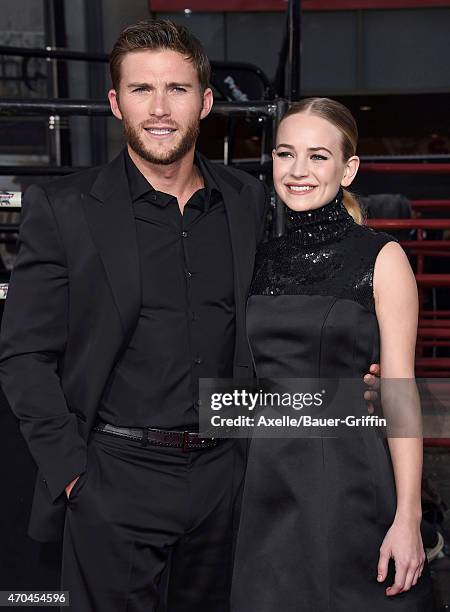 Actors Scott Eastwood and Britt Robertson arrive at the Los Angeles premiere of 'The Longest Ride' at TCL Chinese Theatre IMAX on April 6, 2015 in...