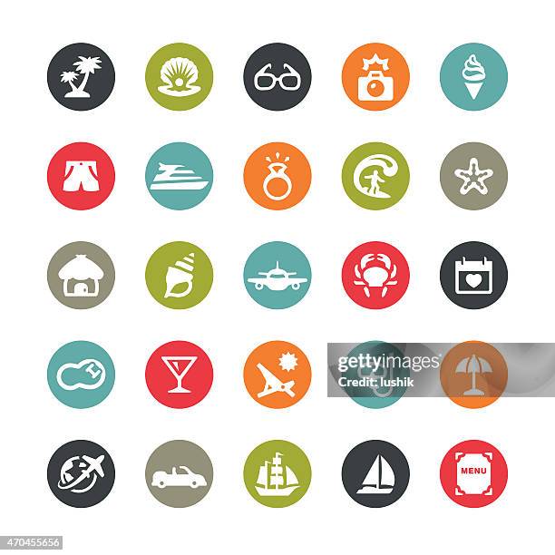 stockillustraties, clipart, cartoons en iconen met summer vacations related vector icons / ringico series - luxury yacht