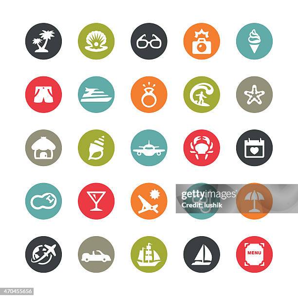 summer vacations related vector icons / ringico series - car sunshade stock illustrations