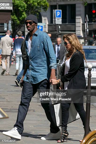 Kobe Bryant, 24 of the 'Los Angeles Lakers' and his wife Vanessa Laine Bryant arrive at the 'Christian Louboutin' mens shoes store on April 20, 2015...