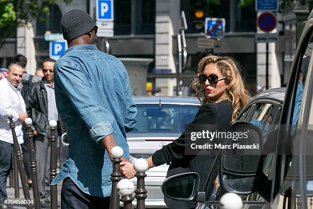 Kobe Bryant, 24 of the 'Los Angeles Lakers' and his wife Vanessa Laine Bryant arrive at the 'Christian Louboutin' mens shoes store on April 20, 2015...