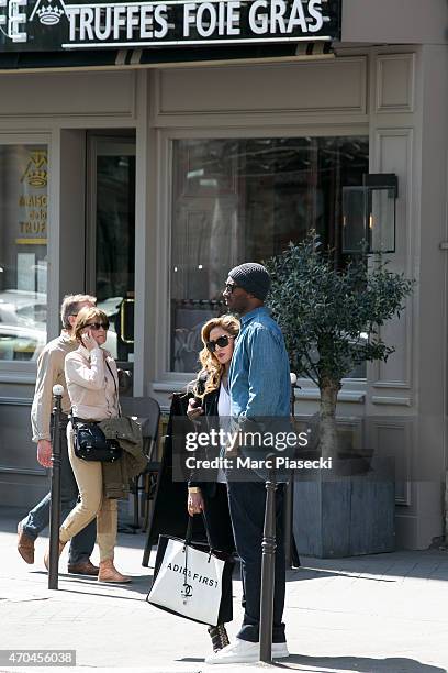 Kobe Bryant, 24 of the 'Los Angeles Lakers' and his wife Vanessa Laine Bryant are seen leaving the 'Maison de la Truffe' restaurant on April 20, 2015...