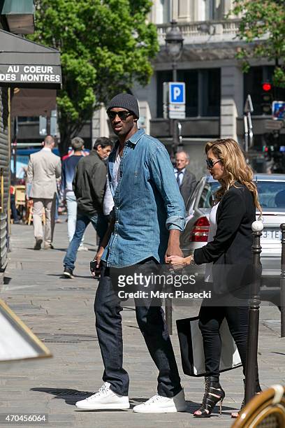 Kobe Bryant, 24 of the 'Los Angeles Lakers' and his wife Vanessa Laine Bryant arrive at the 'Christian Louboutin' mens shoes store on April 20, 2015...