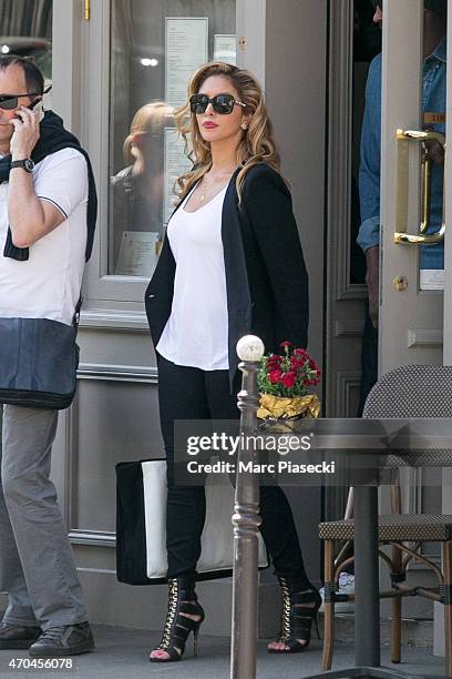 Vanessa Laine Bryant is seen leaving the 'Maison de la Truffe' restaurant on April 20, 2015 in Paris, France.