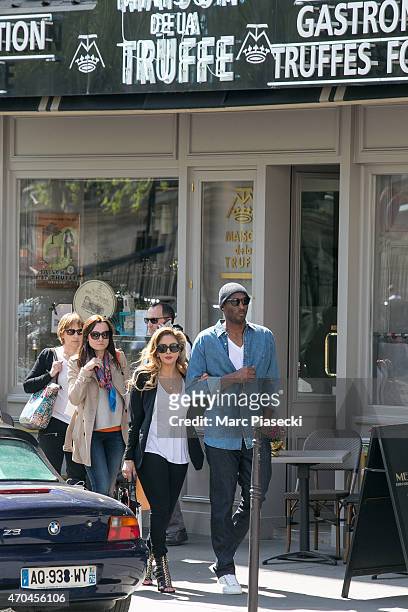 Kobe Bryant, 24 of the 'Los Angeles Lakers' and his wife Vanessa Laine Bryant are seen leaving the 'Maison de la Truffe' restaurant on April 20, 2015...