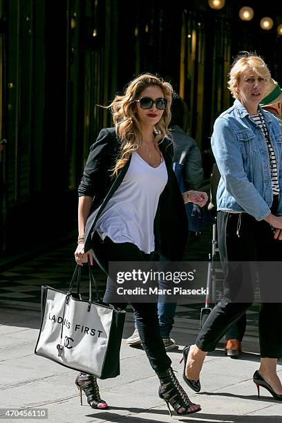 Vanessa Laine Bryant arrives at the 'Christian Louboutin' store on April 20, 2015 in Paris, France.