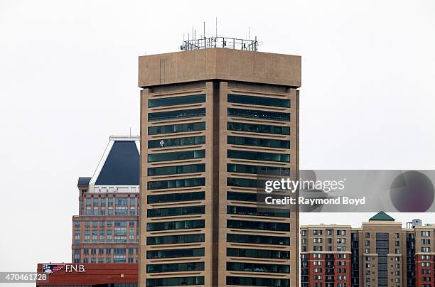 Baltimore World Trade Center as photographed from Federal Hill Park on April 9, 2015 in Baltimore, Maryland.
