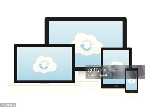 cloud exchange - cloud computing white background stock illustrations