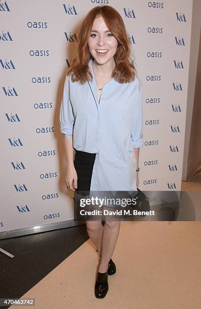 Angela Scanlon attends as Oasis and The Victoria and Albert Museum unveil their exclusive print inspired collection at The Victoria and Albert Museum...