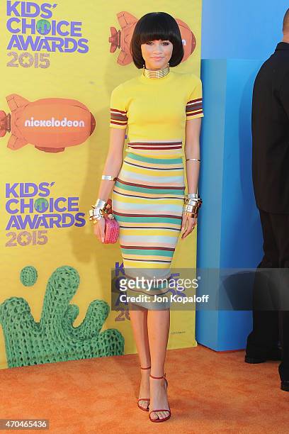 Actress Zendaya arrives at Nickelodeon's 28th Annual Kids' Choice Awards at The Forum on March 28, 2015 in Inglewood, California.