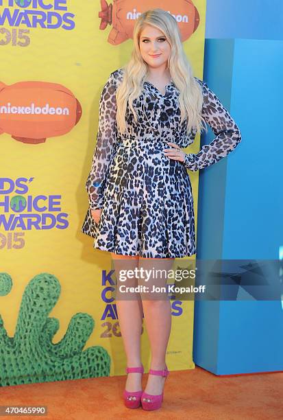 Singer Meghan Trainor arrives at Nickelodeon's 28th Annual Kids' Choice Awards at The Forum on March 28, 2015 in Inglewood, California.