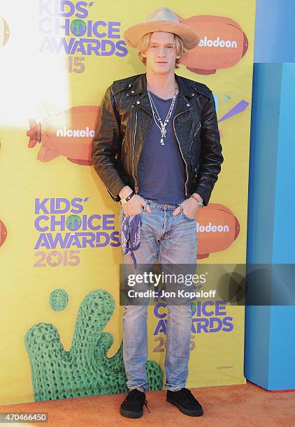 Singer Cody Simpson arrives at Nickelodeon's 28th Annual Kids' Choice Awards at The Forum on March 28, 2015 in Inglewood, California.