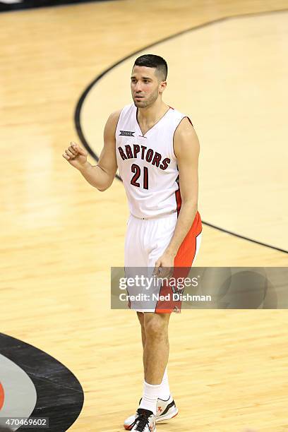 April 18: Greivis Vasquez of the Toronto Raptors stands on the court during a game against the Washington Wizards in Game One of the Eastern...