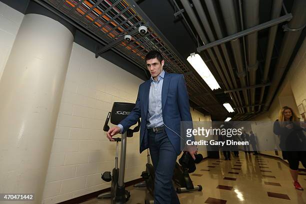 Ersan Ilyasova of the Milwaukee Bucks arrives for Game Two of the Eastern Conference Quarterfinals against the Chicago Bulls during the NBA Playoffs...