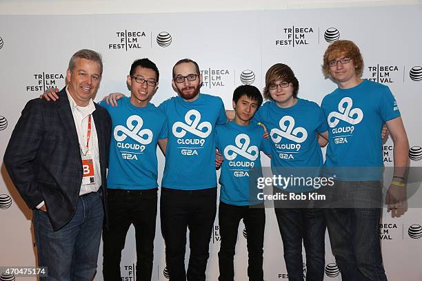 Patrick Creadon, Hai Lam, Daerek Hart, An Le, Zachary Scuderi and Will Hartman attend the premiere of "All Work All Play" during the 2015 Tribeca...