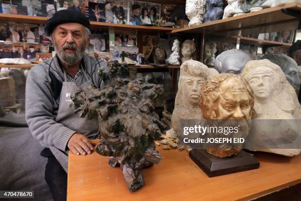 Ashod Tazian, a 79-year-old Lebanese Armenian sculptor who's family fled the mass killings of Armenians under the Ottoman Empire in 1915, sits next...