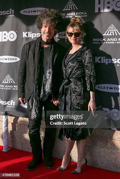 Doyle Bramhall II and actress Renee Zellweger attend the 30th Annual Rock And Roll Hall Of Fame Induction Ceremony at Public Hall on April 18, 2015...