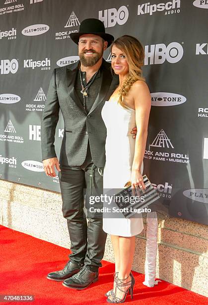 Zac Brown and wife Shelly Brown attend the 30th Annual Rock And Roll Hall Of Fame Induction Ceremony at Public Hall on April 18, 2015 in Cleveland,...