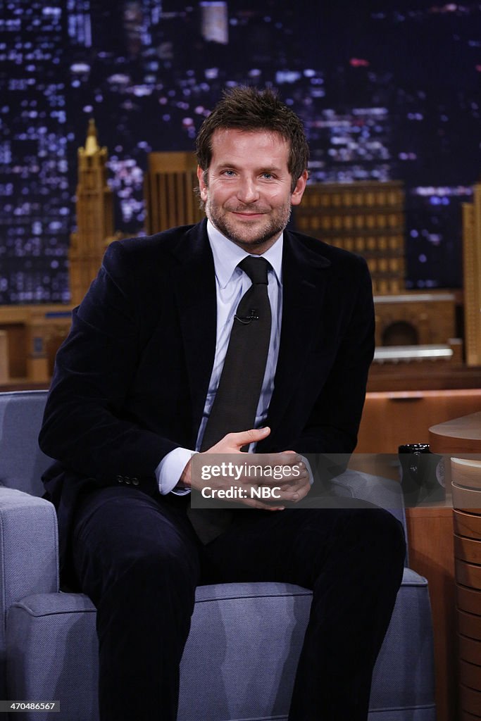 Actor Bradley Cooper during an interview with host Jimmy Fallon on ...