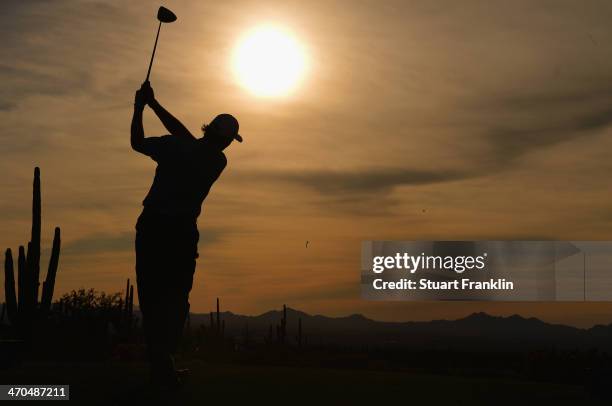 Ernie Els of South Africa plays a shot during the first round of the World Golf Championships - Accenture Match Play Championship at The Golf Club at...