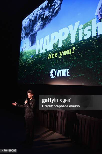 HAPPYish creator Shalom Auslander speaks at the premiere of SHOWTIMEs original comedy series HAPPYish at on April 20, 2015 in New York City.