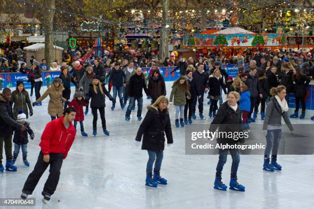 winter wonderland open air ice rink - hyde park london stock pictures, royalty-free photos & images